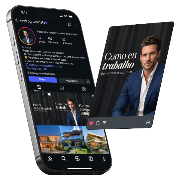 Mockup 3D do Instagram profissional e posts de Pedro Graminski
